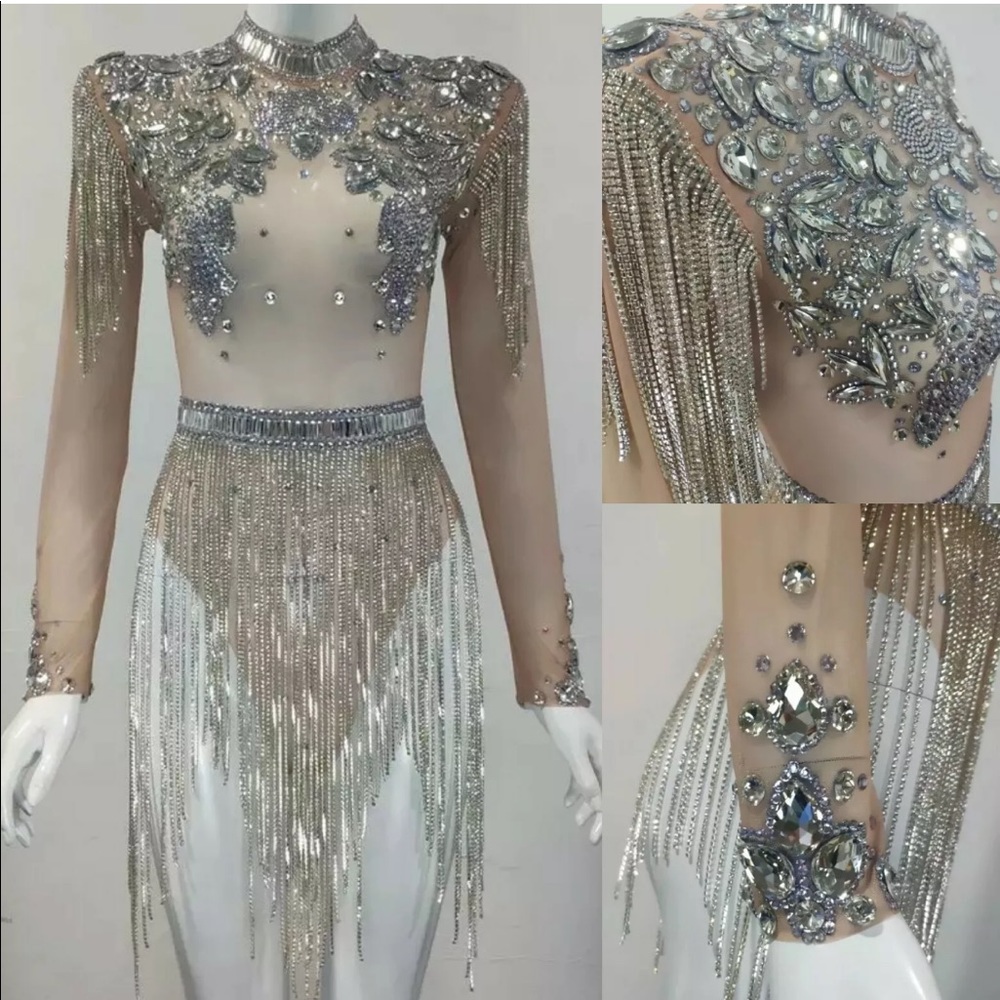 Silver Crystal Dance Wear
